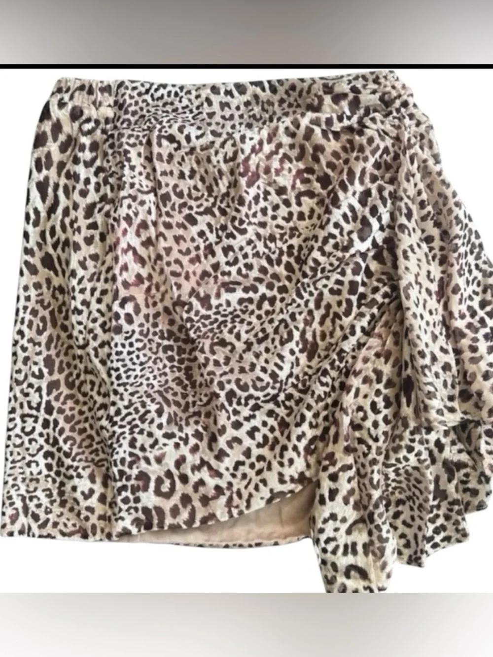 Naked Wardrobe Leopard Mini Skirt Wrap Ruffle Asymmetrical Animal Print Size M